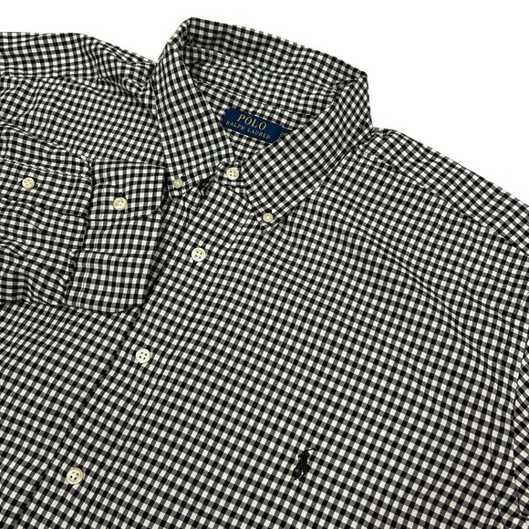 Polo Ralph Lauren Sanded Twill Button Down Shirt Mens 2XB Big Gingham Plaid - Picture 1 of 9